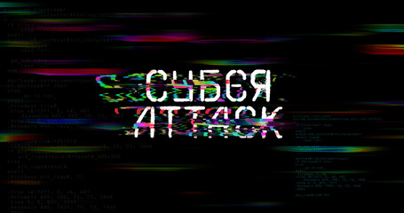 Cyber attack alert russian modern glitch concept 3d illustration