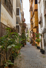 Buildings within the Al-Balad historical area of Jeddah in the western region of Saudi Arabia