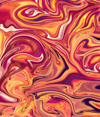 Fantastic red marbling texture. colorful pattern of wave