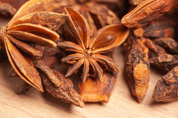 Star anises dried spice fruits
