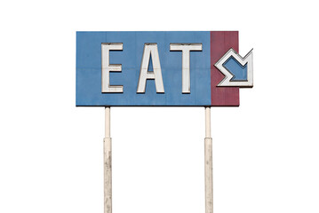 Vintage eat highway arrow sign isolated. - Powered by Adobe