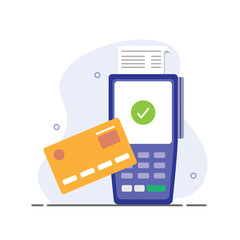 Payment method concept. Paying with credit card or debit card. Transaction via credit card. Vector illustration