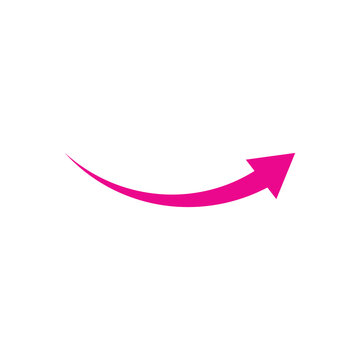 eps10 pink vector curved or directional arrow icon isolated on white background. indicated or pointer arrow symbol in a simple flat trendy modern style for your website design, logo, and mobile app