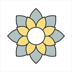 Simple elegant flower vector illustration. Flat colorful logo. Minimal pictogram. Outline vector of blooming plant.