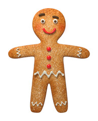 Cartoon gingerbread character smiling, 3d illustration