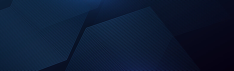 Abstract geometric banner. Parallel lines intersect on the blue background. Backdrop for business, finance and technology