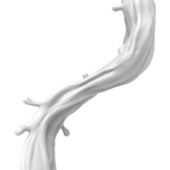 White milk or paint spiral splash. 3d illustration