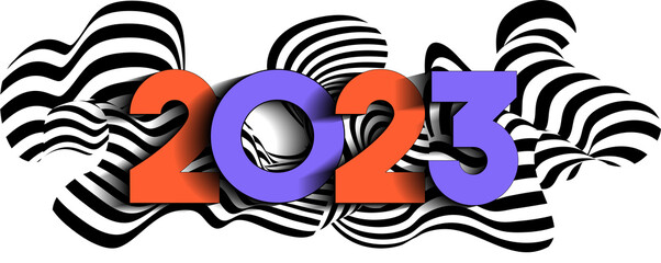 2023 numbers on liquify stripped background. Calendar header