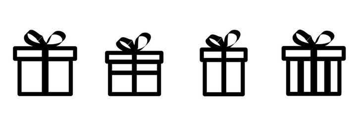 set of gift icons with flat design isolated on white background.