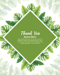 Palm and tropical wild leaves thank you card