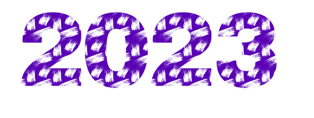 2023 calendar header. Blurry numbers with brush strokes pattern.