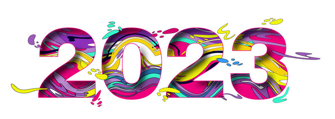 2023 New Year. Decorative vector cut out numbers.