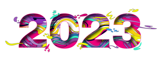 2023 New Year. Decorative vector cut out numbers.