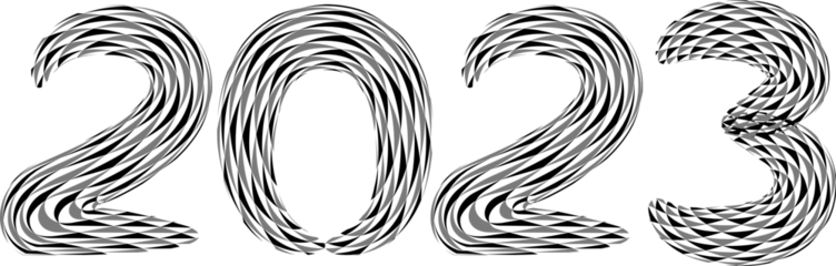 2023 New Year. Decorative brush numbers. Art lettering.
