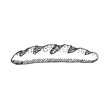 Loaf of bread illustration. Bread sketch style. Old hand drawn engraving imitation.