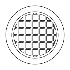 Manhole sewer vector outline icon. Vector illustration hatch street on white background. Isolated outline illustration icon of manhole sewer .