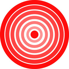 Pain red circle or localization mark, aching place sign, abstract symbol of pain, sore spot or hurt body part marker,