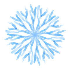 Vector Christmas blue snowflake painted in watercolor. Winter illustration for new year design.