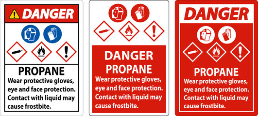 Danger Propane Flammable Gas PPE GHS Sign