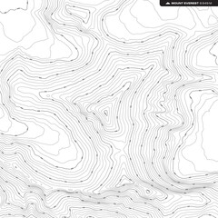 Vector background with black textured topographical contour of Mount Everest