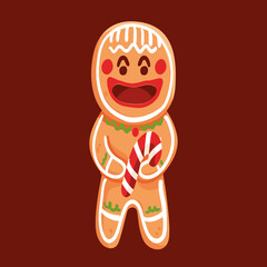 gingerbread man with candy cane