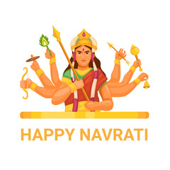 Happy Navrati Puja Vidhi figure celebration illustration vector