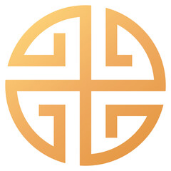 Fototapeta premium Chinese round geometric decorative element. Asian symbol with curved golden lines