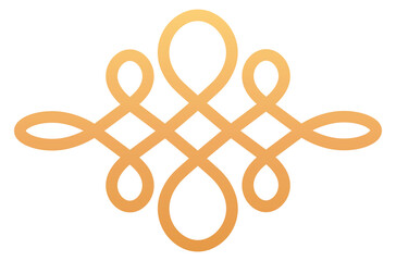Chinese knot decorative element, pattern. Asian golden nodes illustration. Traditional decoration element.