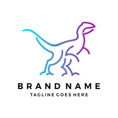  Velociraptor line art logo design vector
