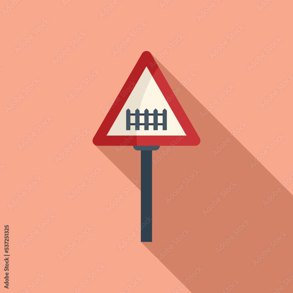 Sticker railway sign icon flat vector. closed stop. open caution