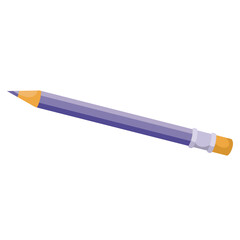 a pencil in purple with an orange eraser on the other end, top view, isolated object on a white background, vector illustration,