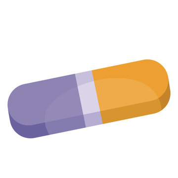 purple and orange eraser, top view, isolated object on white background, vector illustration,