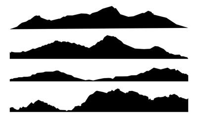 Mountain silhouettes set. Vector illustration isolated on white background