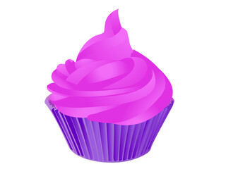 pink cupcake isolated on white background