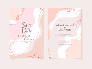 Obraz premium Set of wedding invitation card template design. Vector decorative design background.