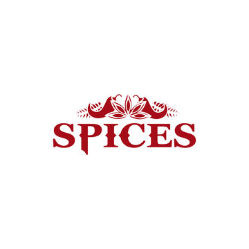 Spices banner, decorated with pappers, herbs and anise star.