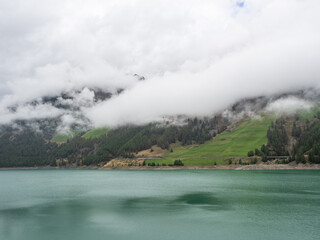 Landscape  of Lake  Vernagt Stausee in South Tyrol