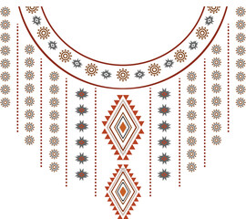 vector decorative embroidery on the clothes in native style. geometric ethnic oriental pattern traditional. floral necklace embroidery design for fashion women. background,wrapping. png vector.