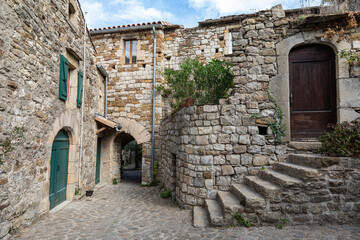 in the streets of the village of Naves, in the French department of Ardeche
