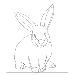 rabbit drawing by one continuous line, isolated vector