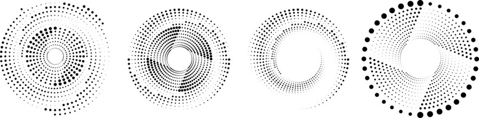 Halftone dots in circle form. round logo . vector dotted frame . design element