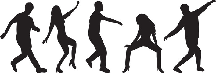 dancing people silhouette man and woman isolated
