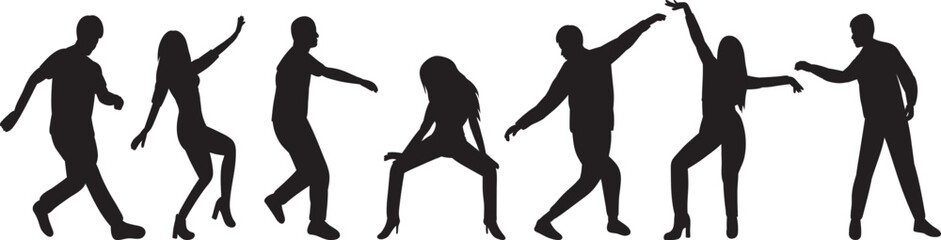 Fototapeta na wymiar dancing people silhouette man and woman isolated vector