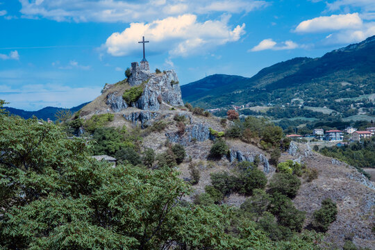 Pennabilli, (RN), Italy - August 10, 2022: The hills view from Pennabilli village, Pennabilli, Pennabilli, Rimini, Emilia Romagna, Italy, Europe
