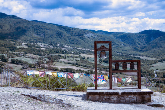 Pennabilli, (RN), Italy - August 10, 2022: The hills view from Pennabilli village, Pennabilli, Pennabilli, Rimini, Emilia Romagna, Italy, Europe