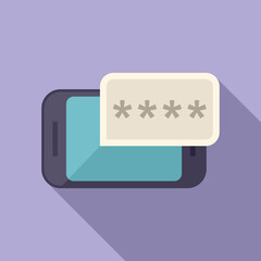 Smartphone password icon flat vector. Data privacy. Protect shield