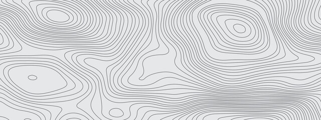 Fototapeta premium Gray and white wavy abstract topographic map contour, lines Pattern background. Topographic map and landscape terrain texture grid. Wavy banner and color geometric form. Vector illustration.