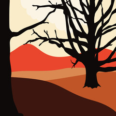 autumn landscape vector template logo suitable for the purpose autumn event