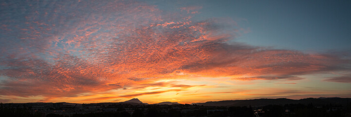 the Sainte Victoire mountain in the light of a cloudy autumn morning