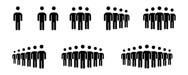 Conjunto de iconos de grupo de personas. Equipo de trabajo,  multitud, figuras de personas. Ilustración vectorial - obrazy, fototapety, plakaty